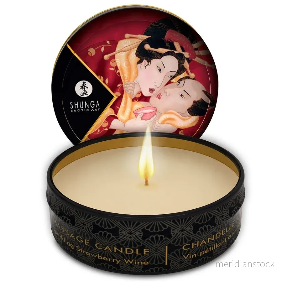 SHUNGA - MINI CARESS BY CANDELIGHT STRAWBERRIES AND CAVA MASSAGE CANDLE 30 ML - Bild 2
