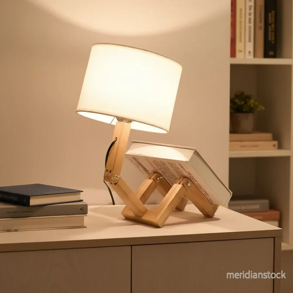 Justerbar träbordslampa - Lampique