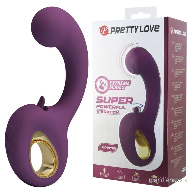 PRETTY LOVE - BRYNNLEE RECHARGEABLE VIBRATOR WITH ORAL STIMULATOR 10 VIBRATIONS & 5 LICKING FUNCTIONS PURPLE