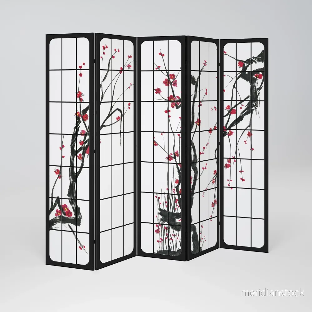 JAPANESE BLOSSOMS Dekorativ rumsavdelare – 5 paneler - Bild 2