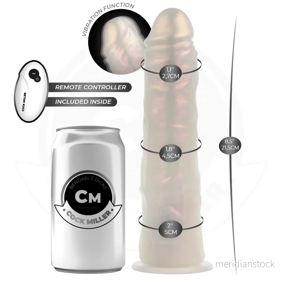 COCK MILLER - DILDO WITH SUCTION CUP, LIGHTS AND VIBRATION WITH REMOTE CONTROL WHITE 21.5 CM - Bild 2