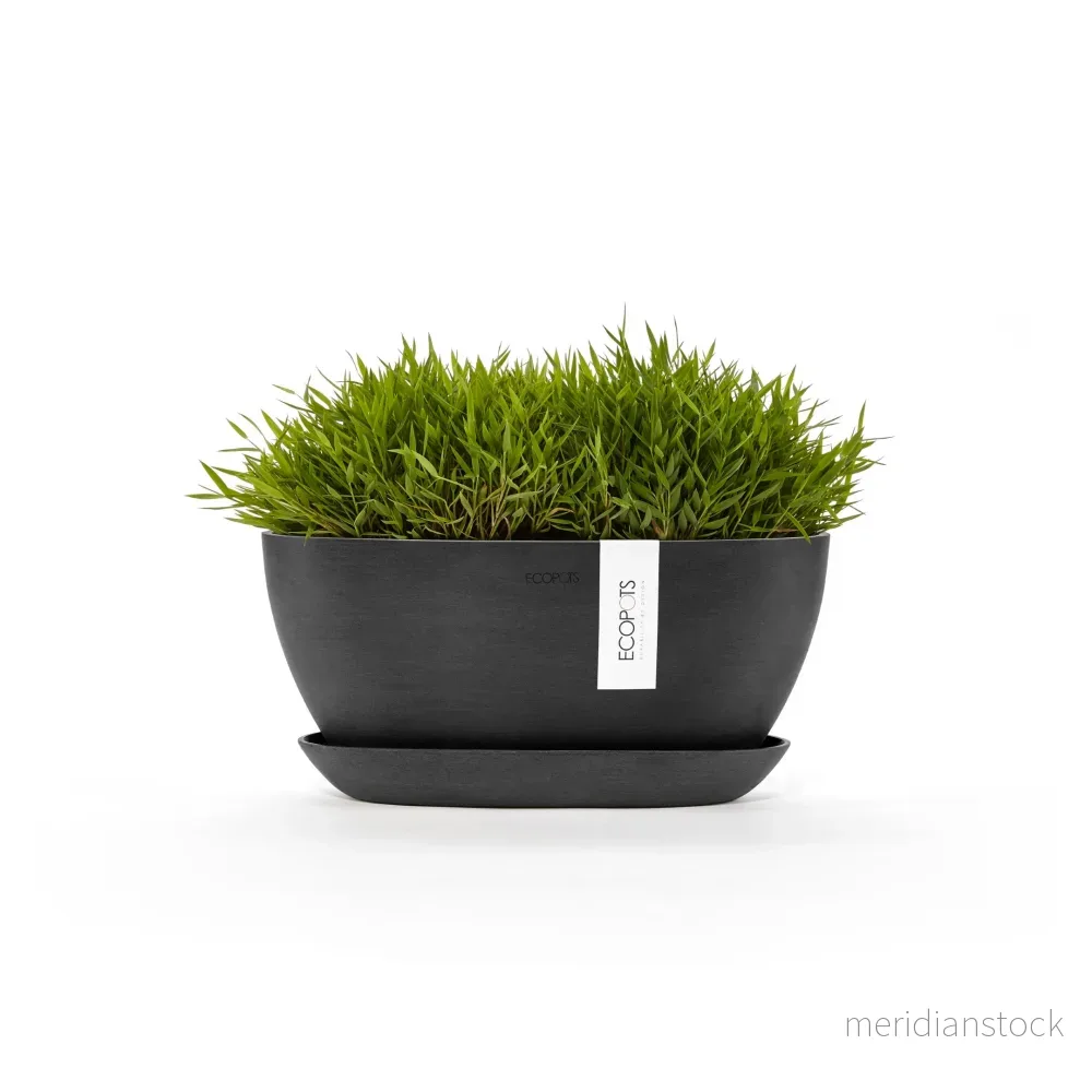 Kruka Sofia 30cm mörkgrå & krukfat