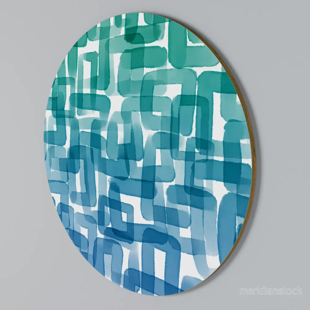 TURQUOISE RECTANGLES Rund väggdekor TURQUOISE RECTANGLES Rund väggdekor