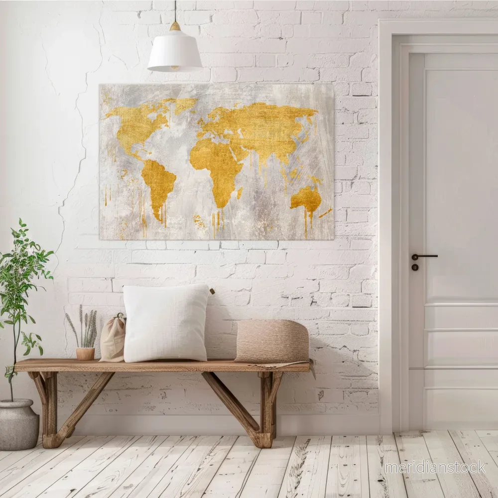 METALLIC WORLDVIEW MAP Horizontal Canvas Print - Bild 2
