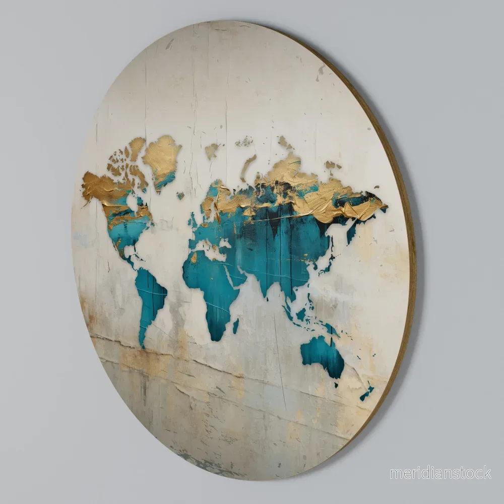 AZURE GILDED MAP Rund väggdekor AZURE GILDED MAP Rund väggdekor