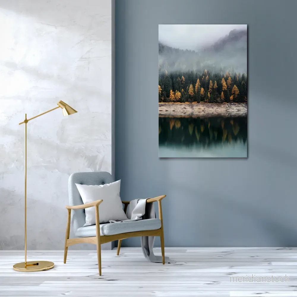GOLDEN TREES IN FOG Vertical Canvas Print - Bild 2