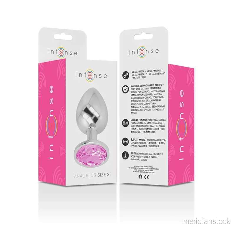 INTENSE - ALUMINUM METAL ANAL PLUG WITH PINK CRYSTAL SIZE S - Bild 3