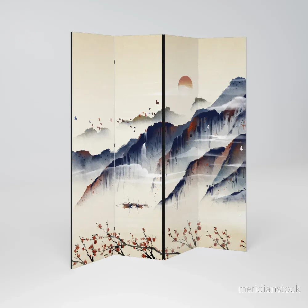 ORIENTAL LANDSCAPE Rumsavdelare 4 paneler - Bild 2
