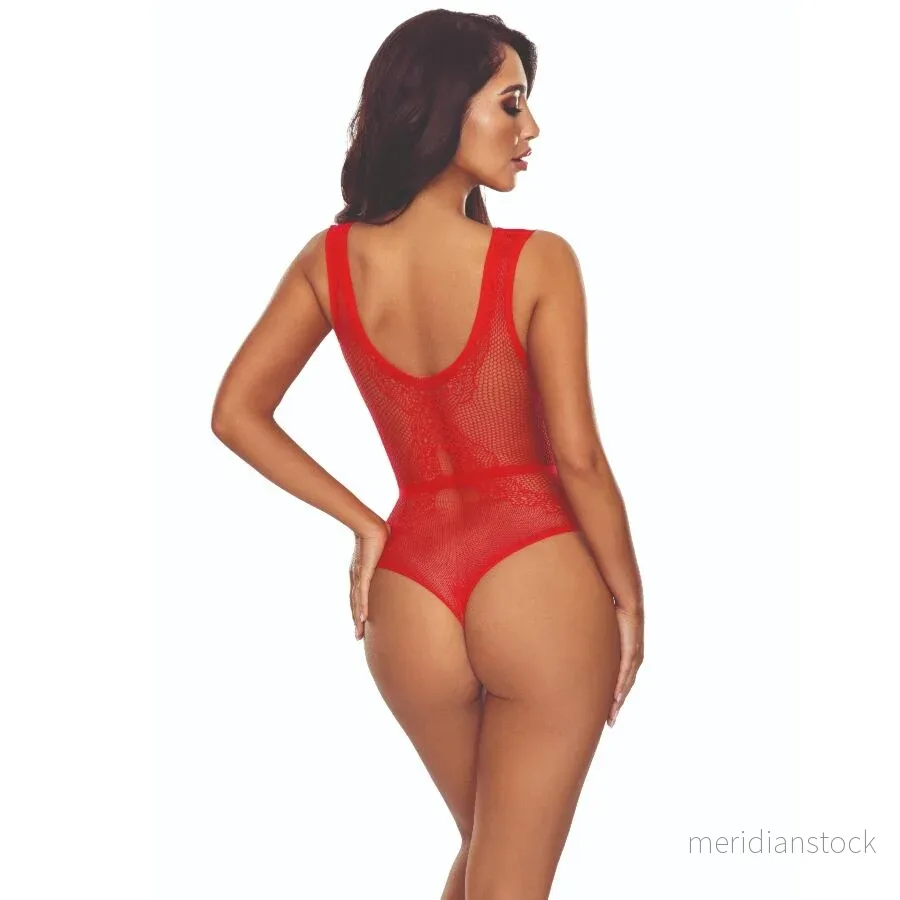 PASSION - BS115 BODYSTOCKING GRID RED - Bild 2