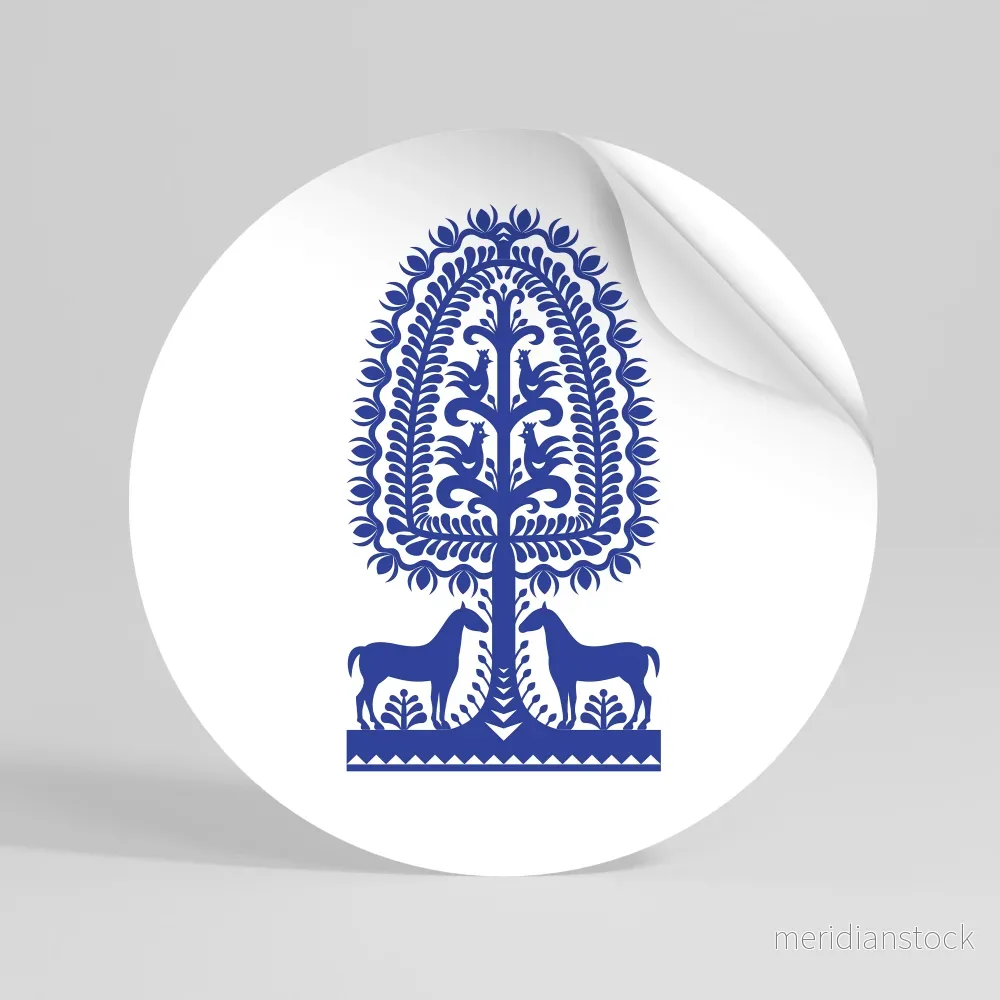 POLISH FOLK ART Rund väggdekal - Bild 3