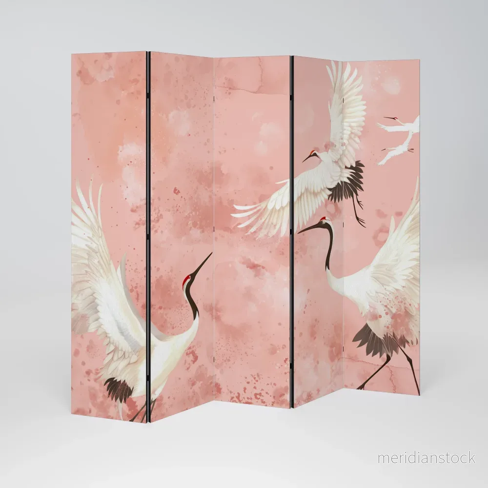 CRANE DANCE Dekorativ rumsavdelare – 5 paneler
