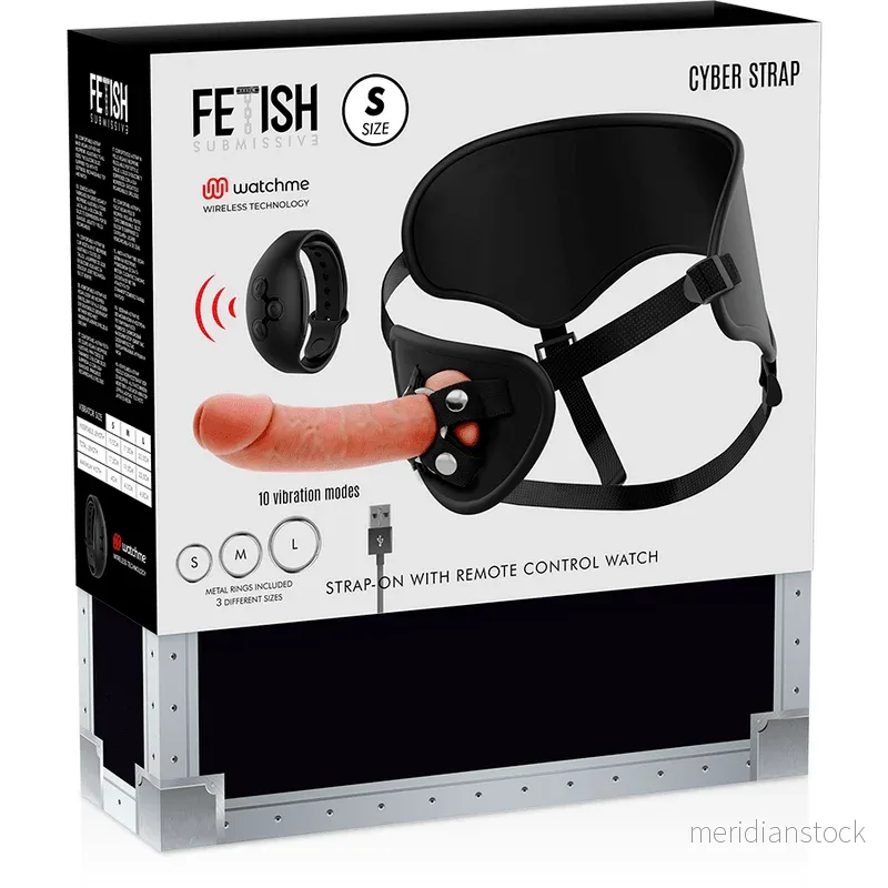 FETISH SUBMISSIVE CYBER STRAP - HARNESS WITH REMOTE CONTROL DILDO WATCHME S TECHNOLOGY - Bild 3