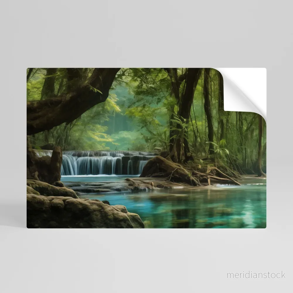 TRANQUIL WATERFALL ESCAPE Självhäftande Horisontell Poster - Bild 2