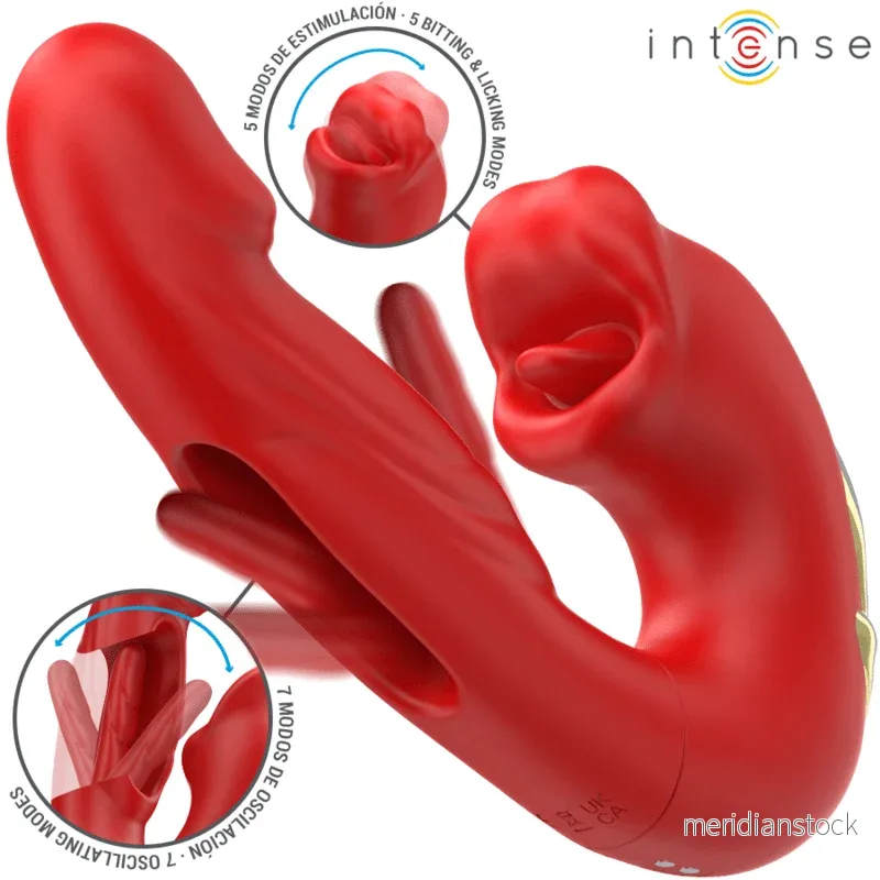 INTENSE - NATHY DOUBLE VIBRATOR WITH MULTIFUNCTION STIMULATING MOUTH RED - Bild 2