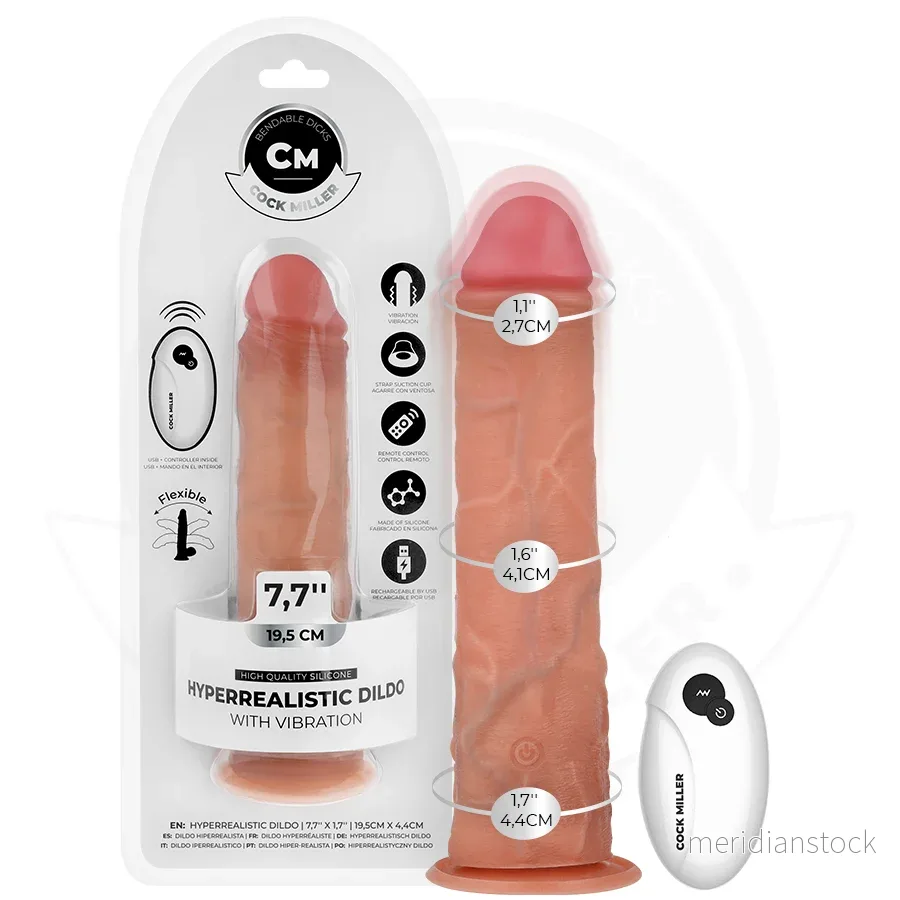 COCK MILLER - REALISTIC DILDO WITH SUCTION CUP AND REMOTE CONTROL VIBRATION 19.5 CM