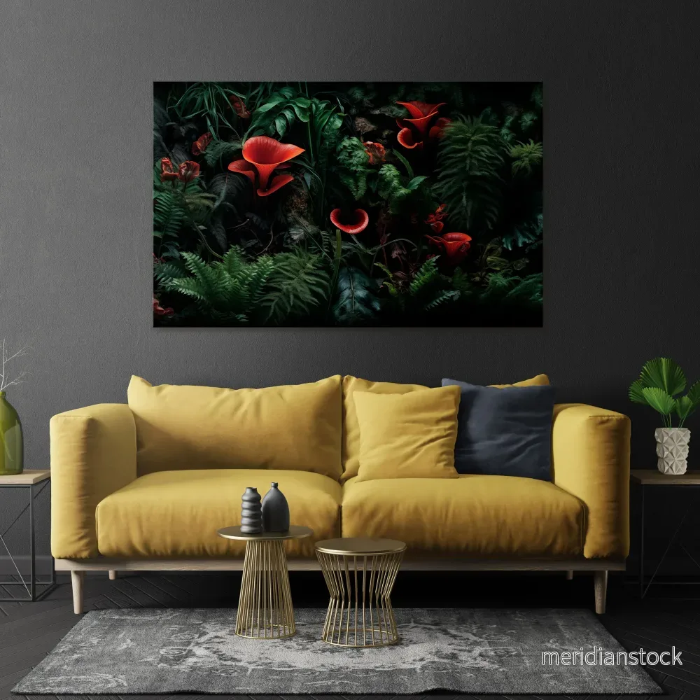 CRIMSON FERNS Horizontal Canvas Print