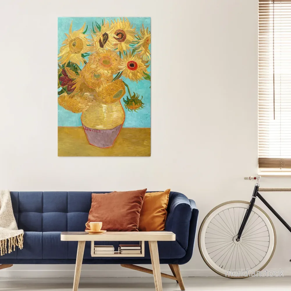 VASE WITH TWELVE SUNFLOWERS Vertical Canvas Print