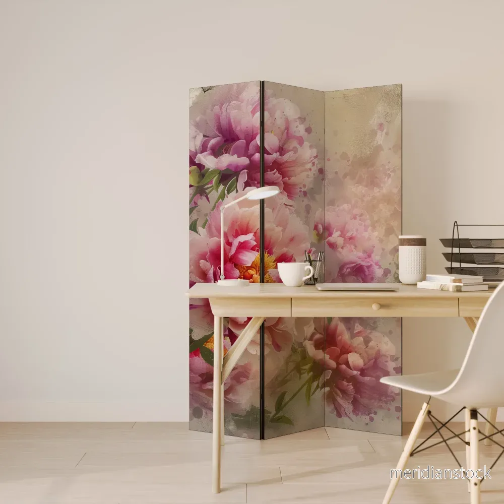 PEONY WHISPER Dekorativ rumsavdelare – 3 paneler - Bild 3
