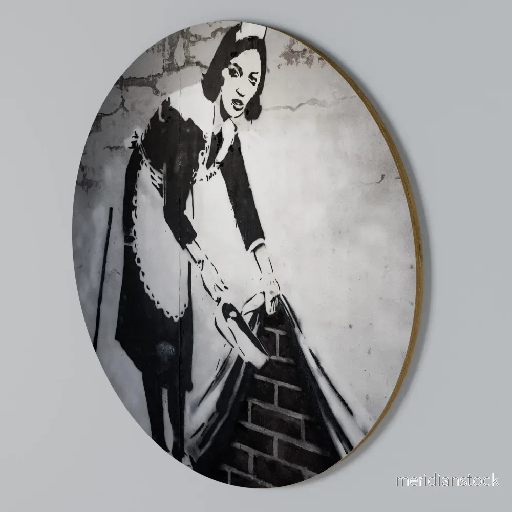 SWEEPING UNDER (BANKSY) Rund väggdekor