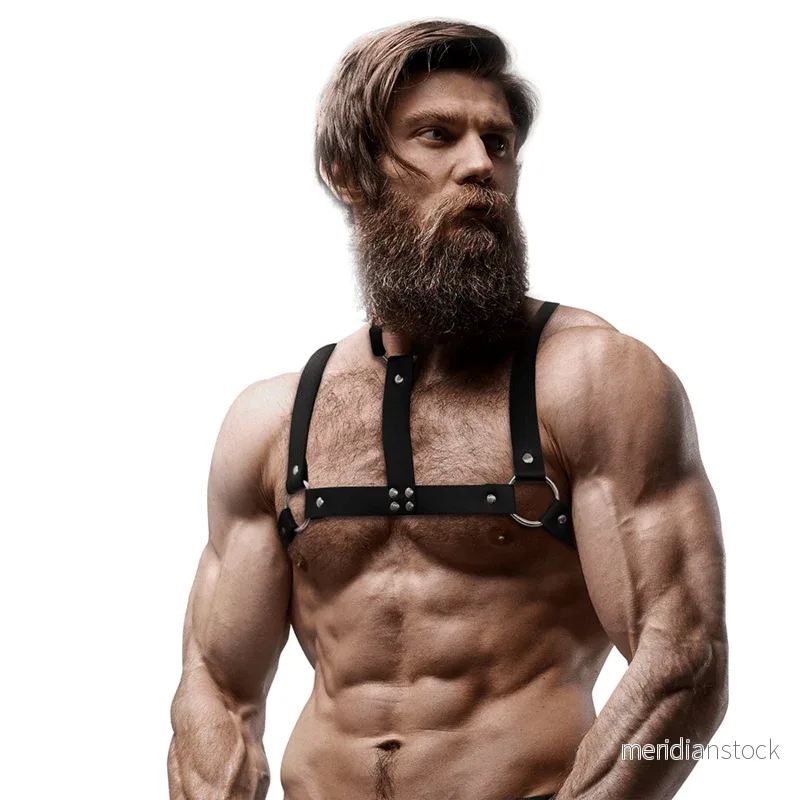 FETISH SUBMISSIVE ATTITUDE - ADJUSTABLE ECO-LEATHER CHEST HARNESS WITH NECKLACE FOR MEN - Bild 3