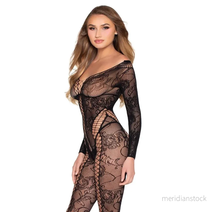 LEG AVENUE - 89369 NET & LACE JUMPSUIT BLACK - ONE SIZE - Bild 2