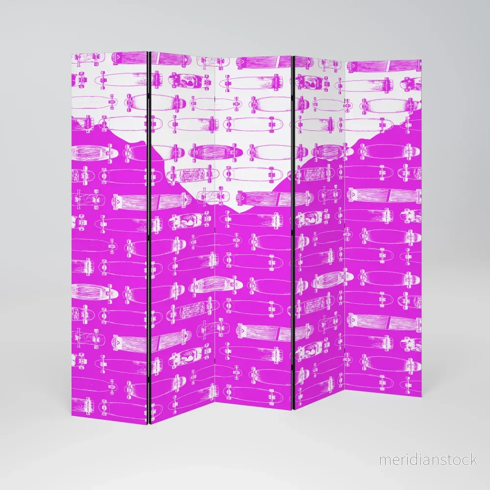 SKATEBOARD MAGENTA Dekorativ rumsavdelare – 5 paneler - Bild 2