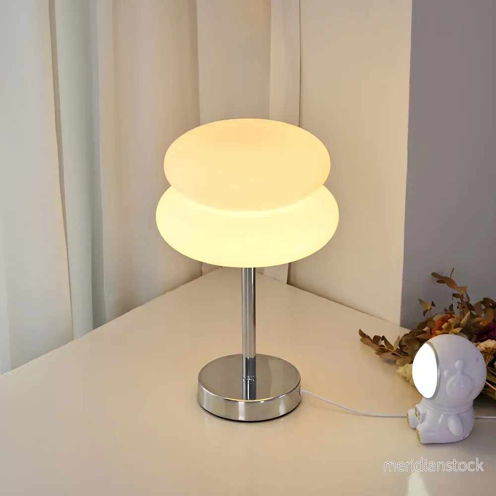 Bordslampa i glas – macaron-design med trestegs dimmer Bordslampa i glas – macaron-design med trestegs dimmer