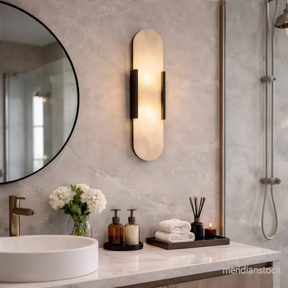 Vägglampa i marmor – alabaster i guld eller svart för sovrum och badrum Vägglampa i marmor – alabaster i guld eller svart för sovrum och badrum
