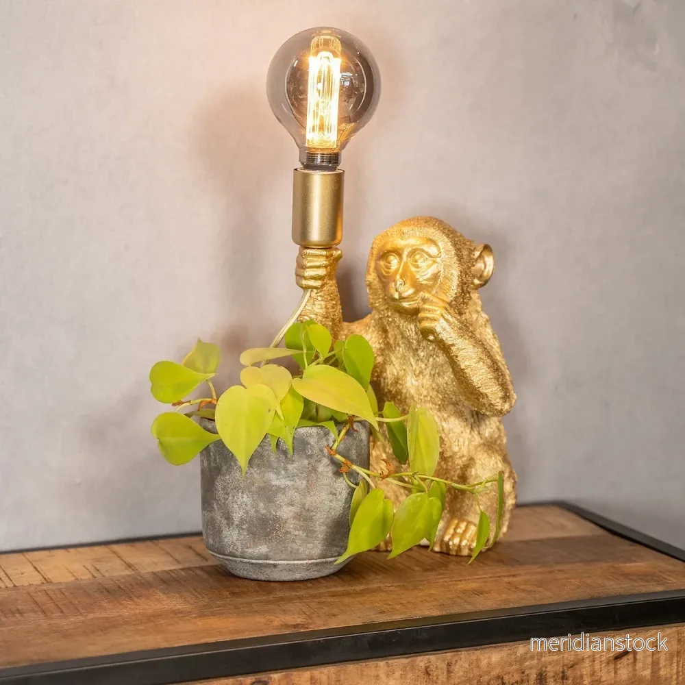 Lyxig Guldapa-bordslampa – GoldenChimp
