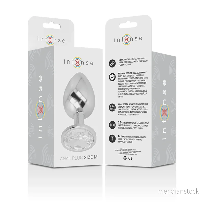 INTENSE - ALUMINUM METAL ANAL PLUG WITH SILVER CRYSTAL SIZE M - Bild 2