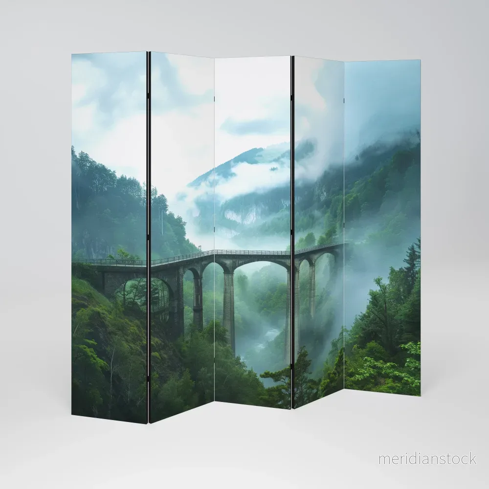 MISTY MOUNTAIN BRIDGES Dekorativ rumsavdelare – 5 paneler - Bild 2