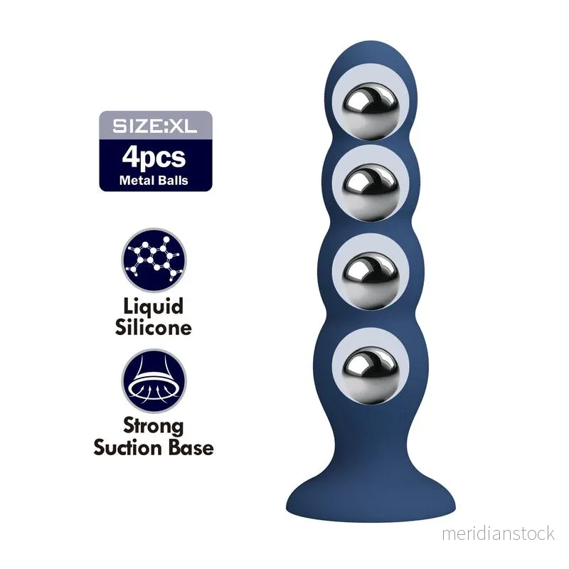 MR PLAY - ANAL PLUG WITH 4 METAL BALLS AND SUCTION CUP BLUE - Bild 2