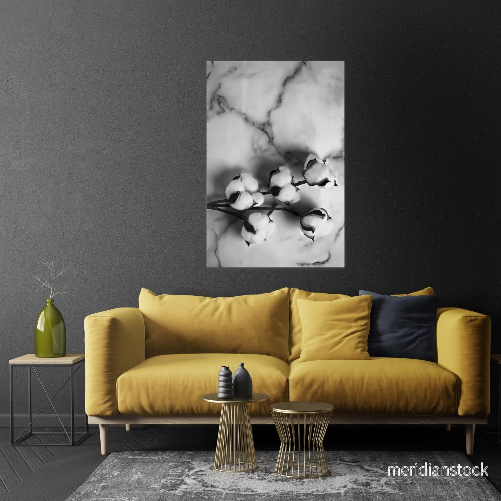 MONOCHROME COTTON DREAMS Vertical Canvas Print