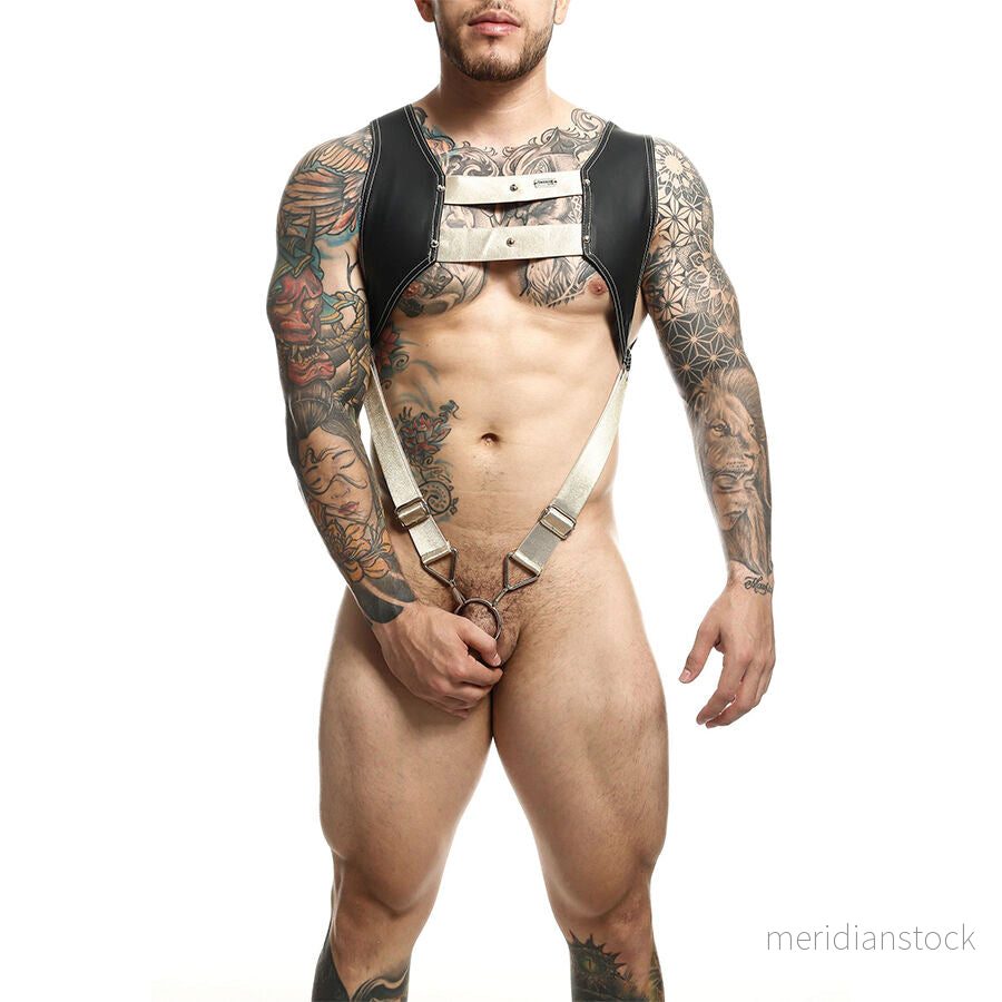 MOB - DNGEON HARNESS WITH GOLDEN PENIS RING ONE SIZE
