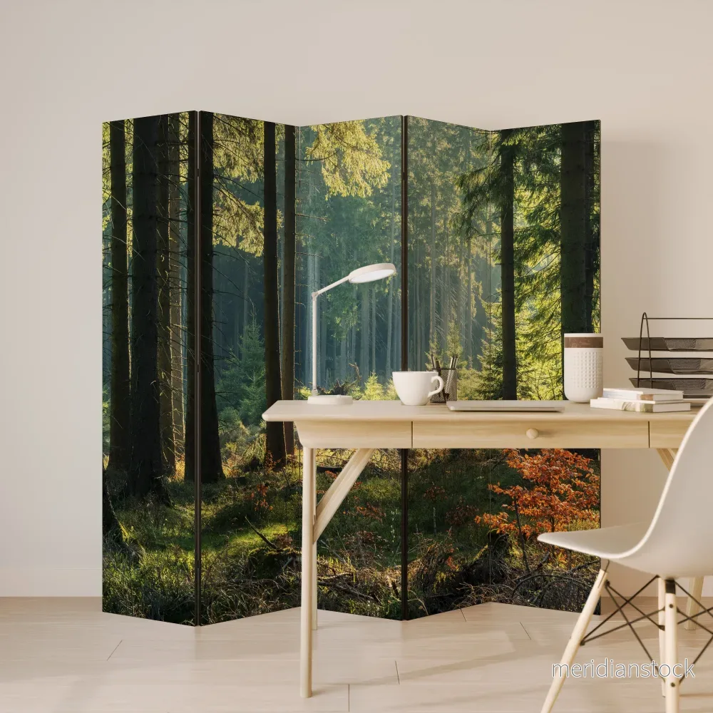 SUNLIT FOREST SERENADE Dekorativ rumsavdelare – 5 paneler - Bild 3