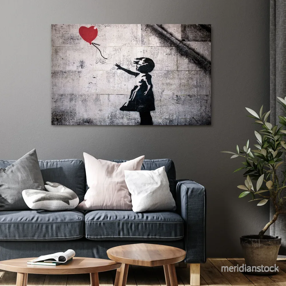 BALLON GIRL (BANKSY) Horizontal Canvas Print BALLON GIRL (BANKSY) Horizontal Canvas Print