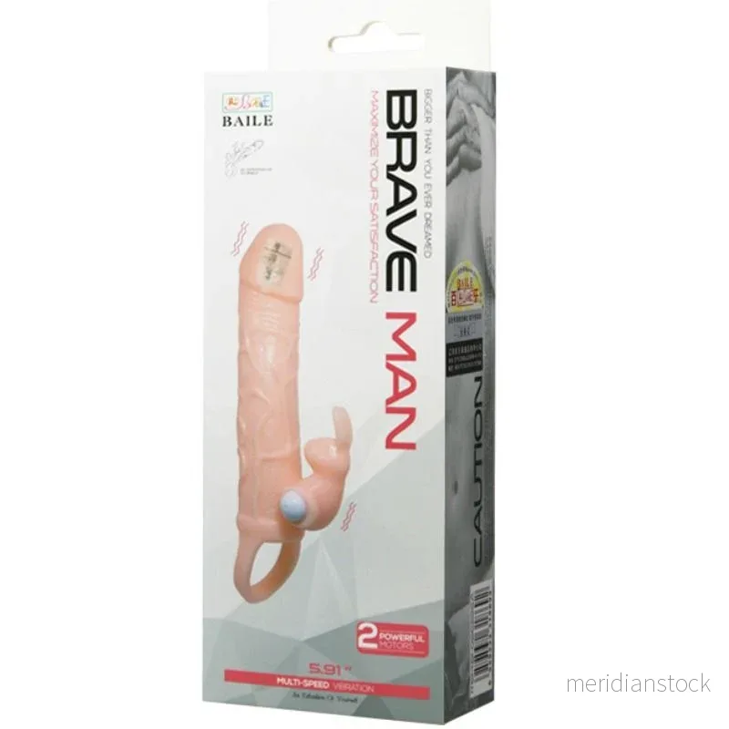 BAILE - BRAVE MAN PENIS COVER WITH RABBIT AND DOUBLE ENGINE FLESH 16.5 CM - Bild 2