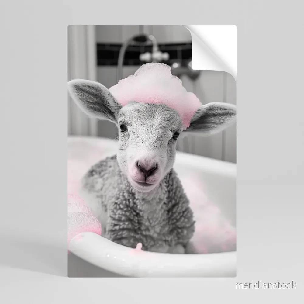 PINK CLOUD BATH TIME Självhäftande Vertikal Poster - Bild 3
