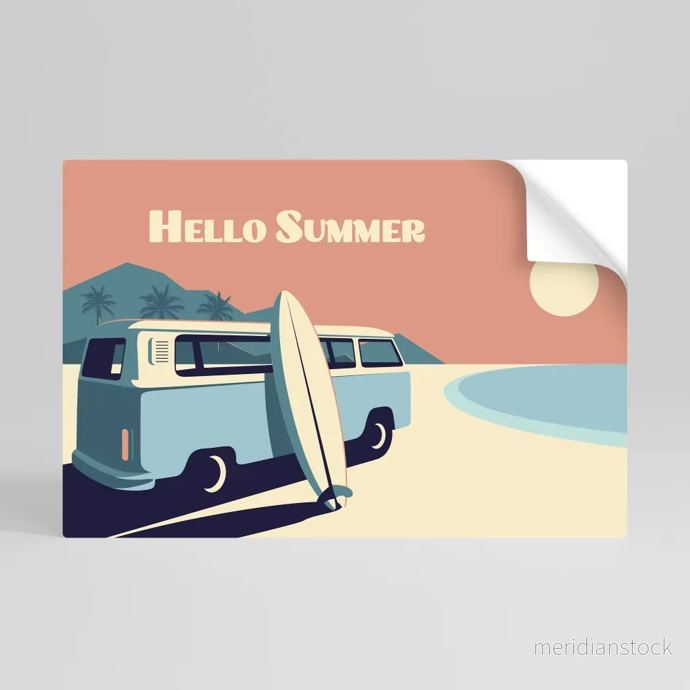 HELLO SUMMER Självhäftande Horisontell Poster HELLO SUMMER Självhäftande Horisontell Poster