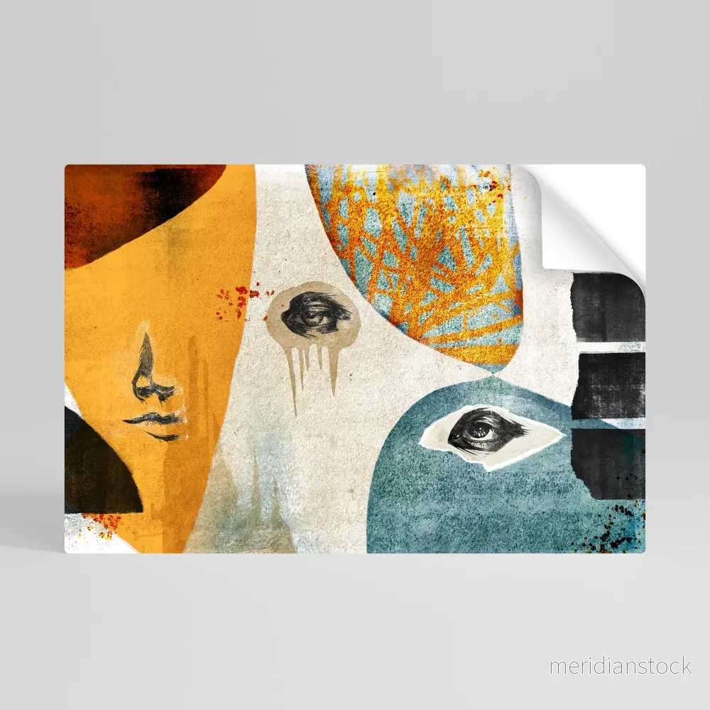ABSTRACT FACES Självhäftande Horisontell Poster - Bild 3