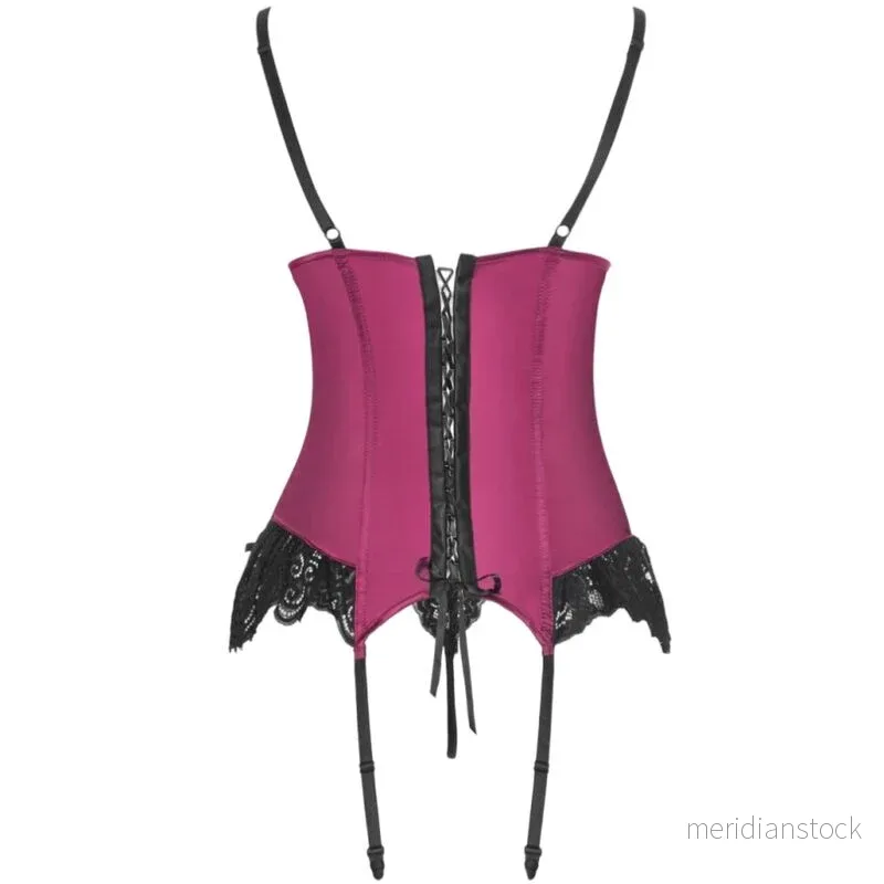 LIVCO CORSETTI FASHION - AGRAFENA CF 90436 CORSET + THONG BURGUNDY S/M - Bild 3