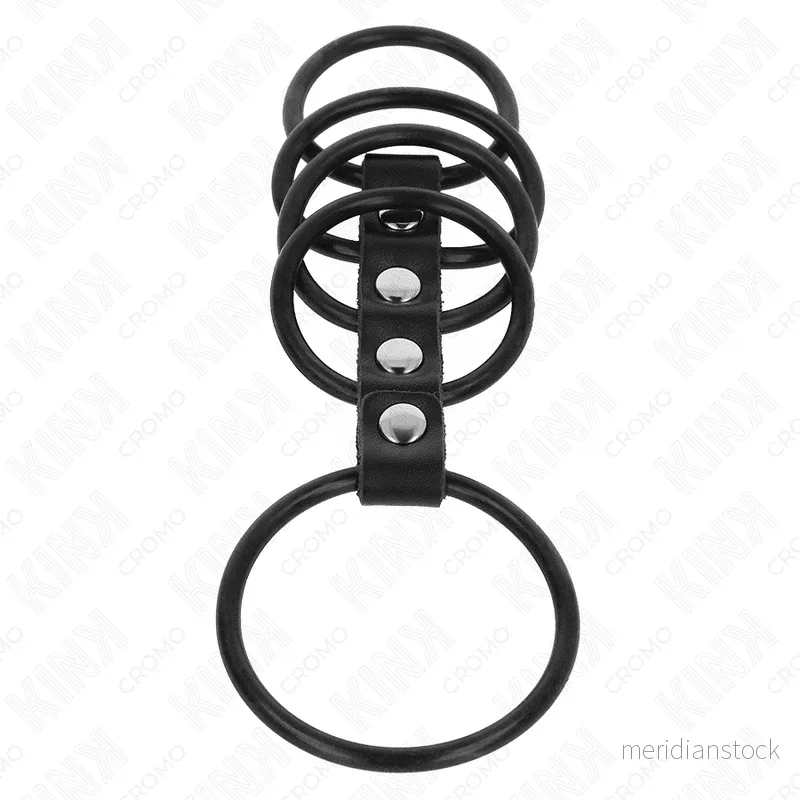 KINK - 5 SILICONE PENIS RINGS 3.8 CM TO 4.8 CM CONNECTED BY LEATHER - Bild 2
