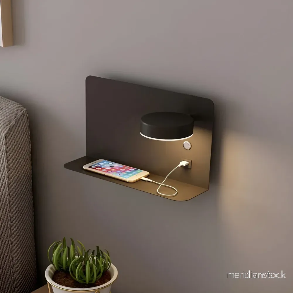 LED-vägglampa med USB-laddare och strömbrytare - GlowPort - Bild 2