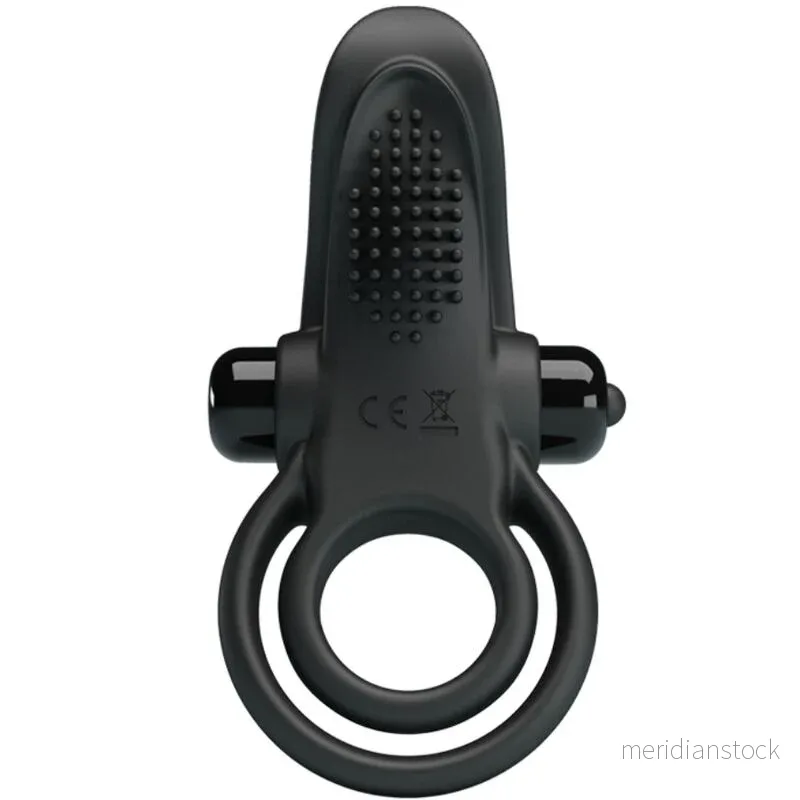 PRETTY LOVE - DOUBLE VIBRATING RING + CLITORIS STIMULATOR 10 VIBRATIONS BLACK - Bild 3