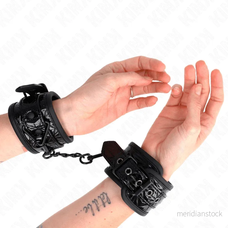 KINK - DIAMOND PATTERN WRIST RESTRAINTS BLACK ADJUSTABLE 17-26 CM X 5.5 CM - Bild 2
