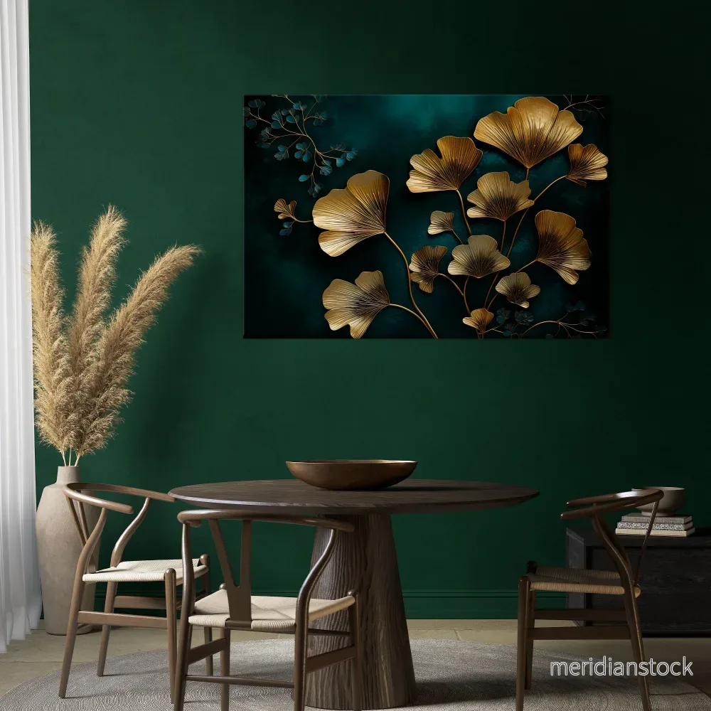 GOLDEN FLORA FANTASY Horizontal Canvas Print - Bild 2