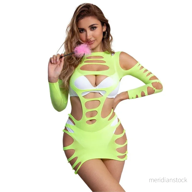SUBBLIME - 952280 GREEN LONG SLEEVE ELASTIC FISHNET DRESS ONE SIZE - Bild 2