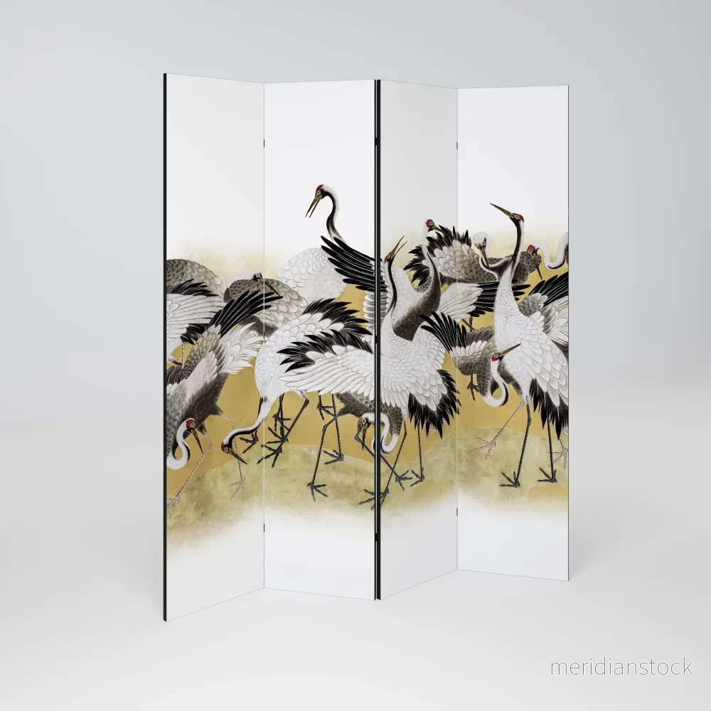 JAPANESE FLOCK OF CRANES Rumsavdelare 4 paneler - Bild 2