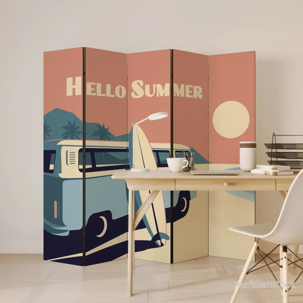 HELLO SUMMER Dekorativ rumsavdelare – 5 paneler - Bild 3