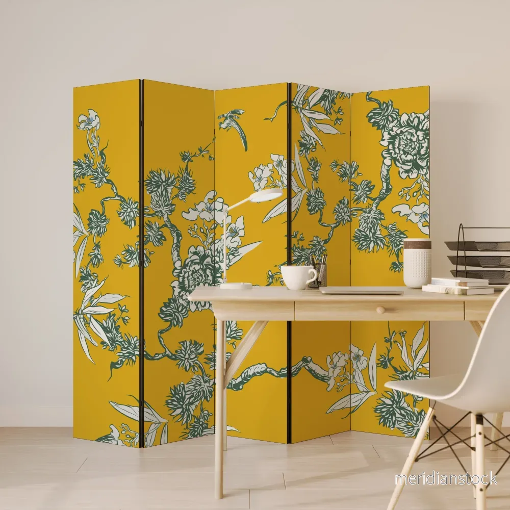 YELLOW CHINOISERIE Dekorativ rumsavdelare – 5 paneler - Bild 3